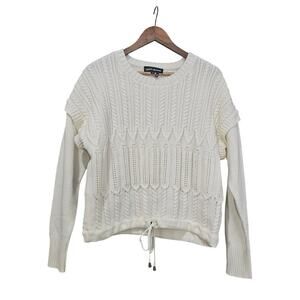 DKNY Jeans Crew Neck Knit Sweater Ivory Size XL